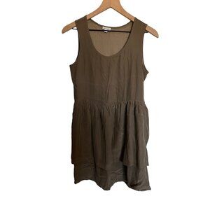 Steven Alan‎ Green Silk Dress Tiered Made in the USA Small